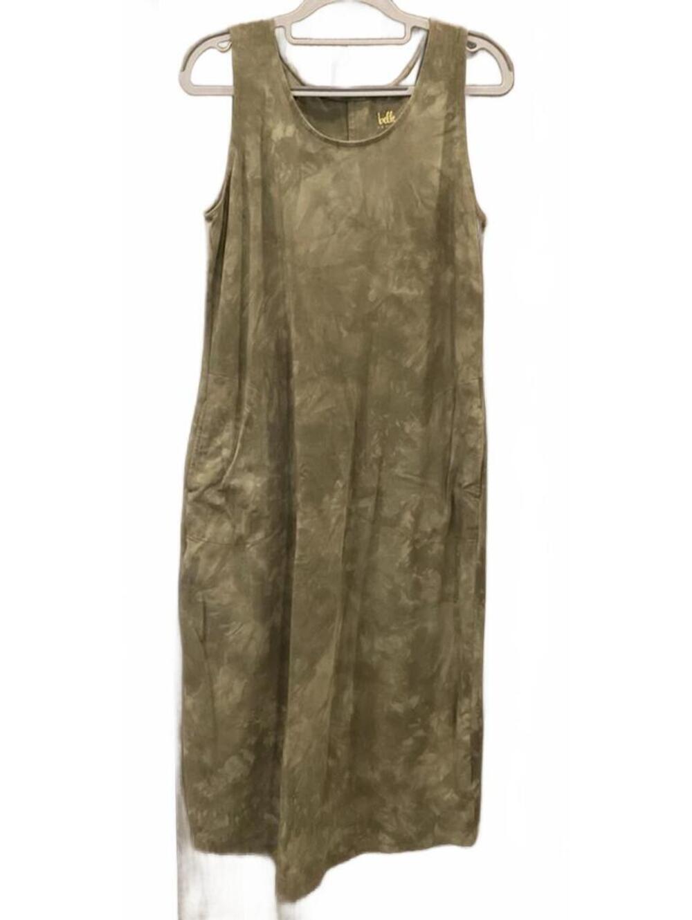 Belle Kim Gravel Womens Green Sleeveless Long Dress W/pockets Size XS